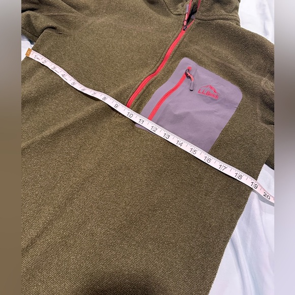 LL Bean Quarter Zip Fleece Jacket Mens M Reg- Green Lightweight Hiking Outdoors. - Picture 3 of 10